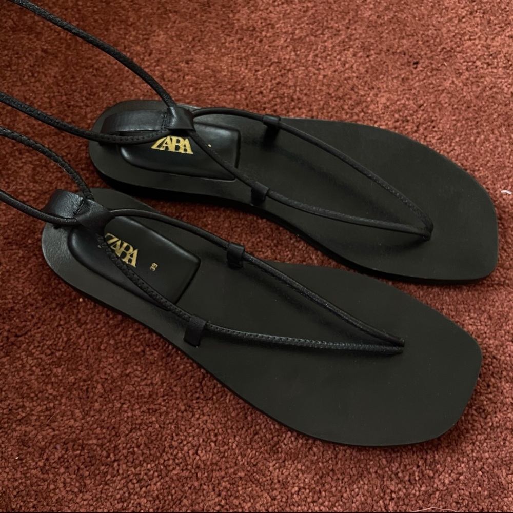 Current ZARA black tied sandal